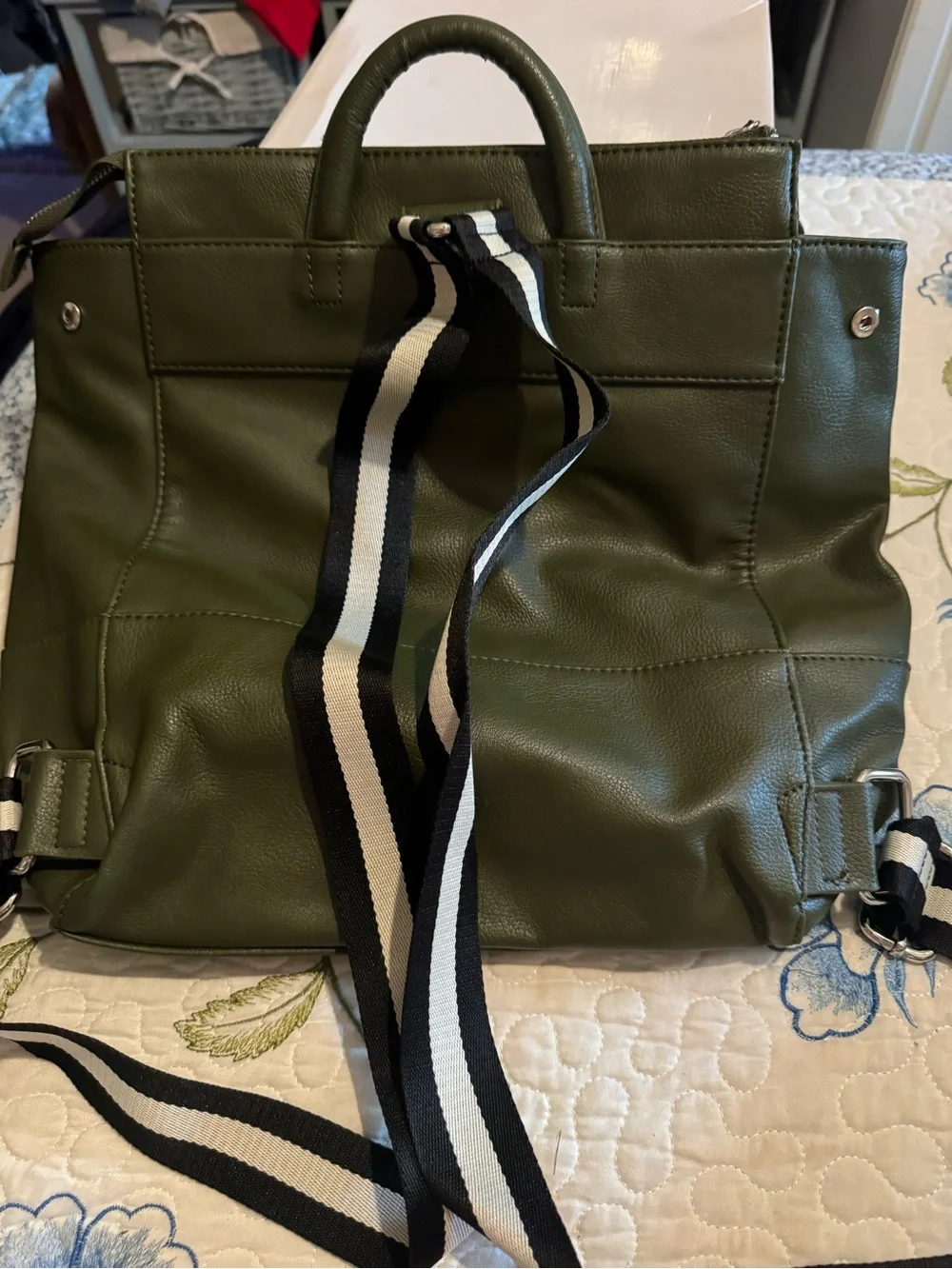 Nautica Olive Faux-Leather Convertible Backpack Tote